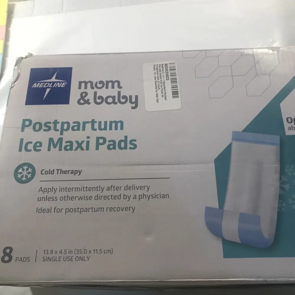 Medline 2-in-1 Perineal Pad & Cold Packs - Postpartum Care, Maternity, 8 Count